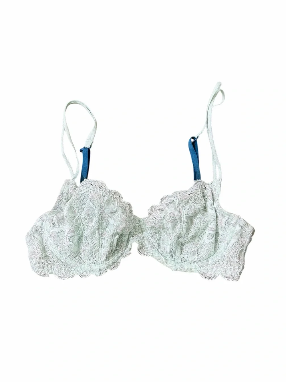 PINK Victoria’s Secret Unlined Lace Underwire Bra 32C Mint Blue